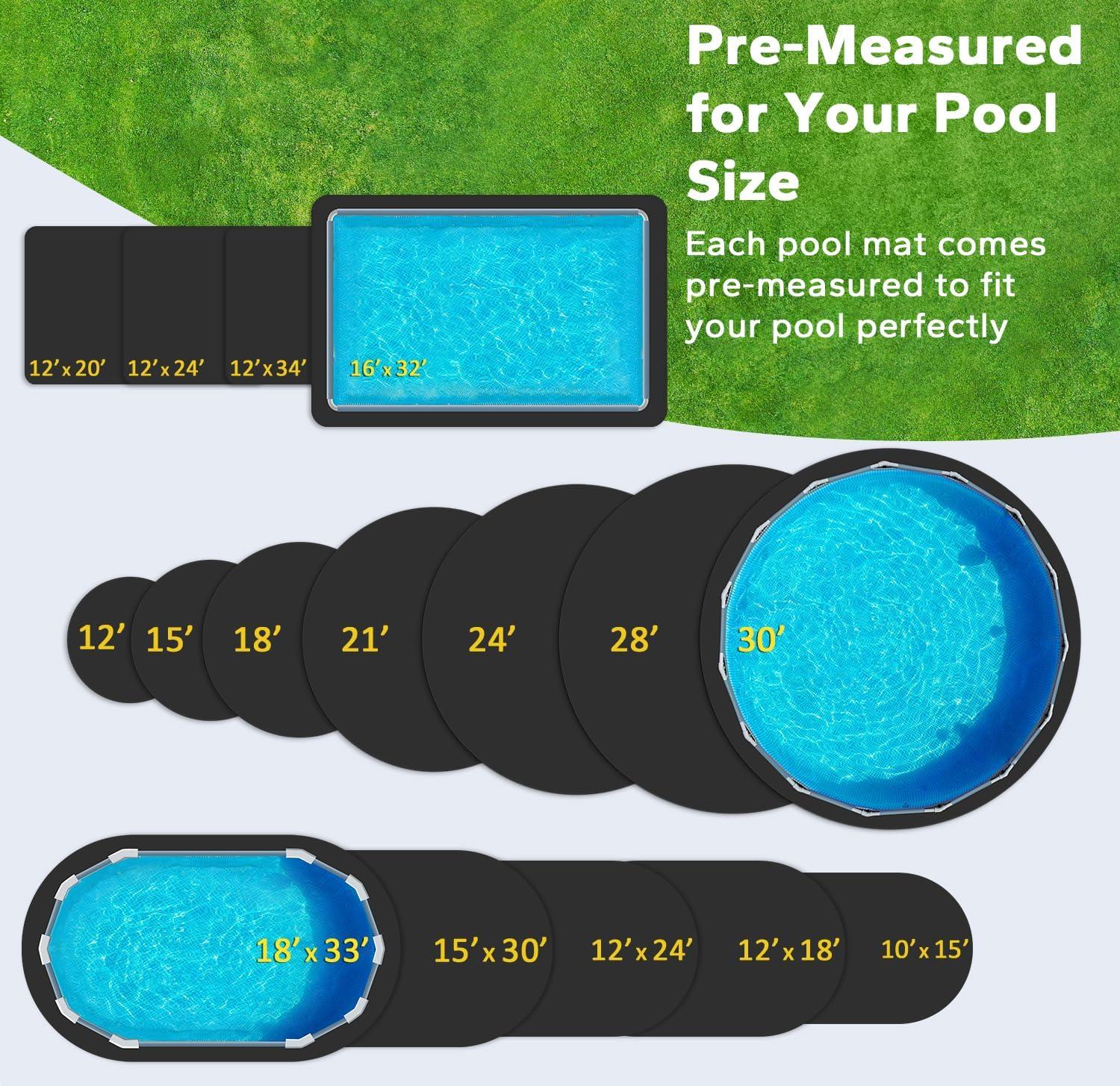 image16 x 32 Rectangle Pool Liners for Above Ground Swimming Pools Durable Geotextile Material Easy to Install Extends Life to The Line Under Pool Padding