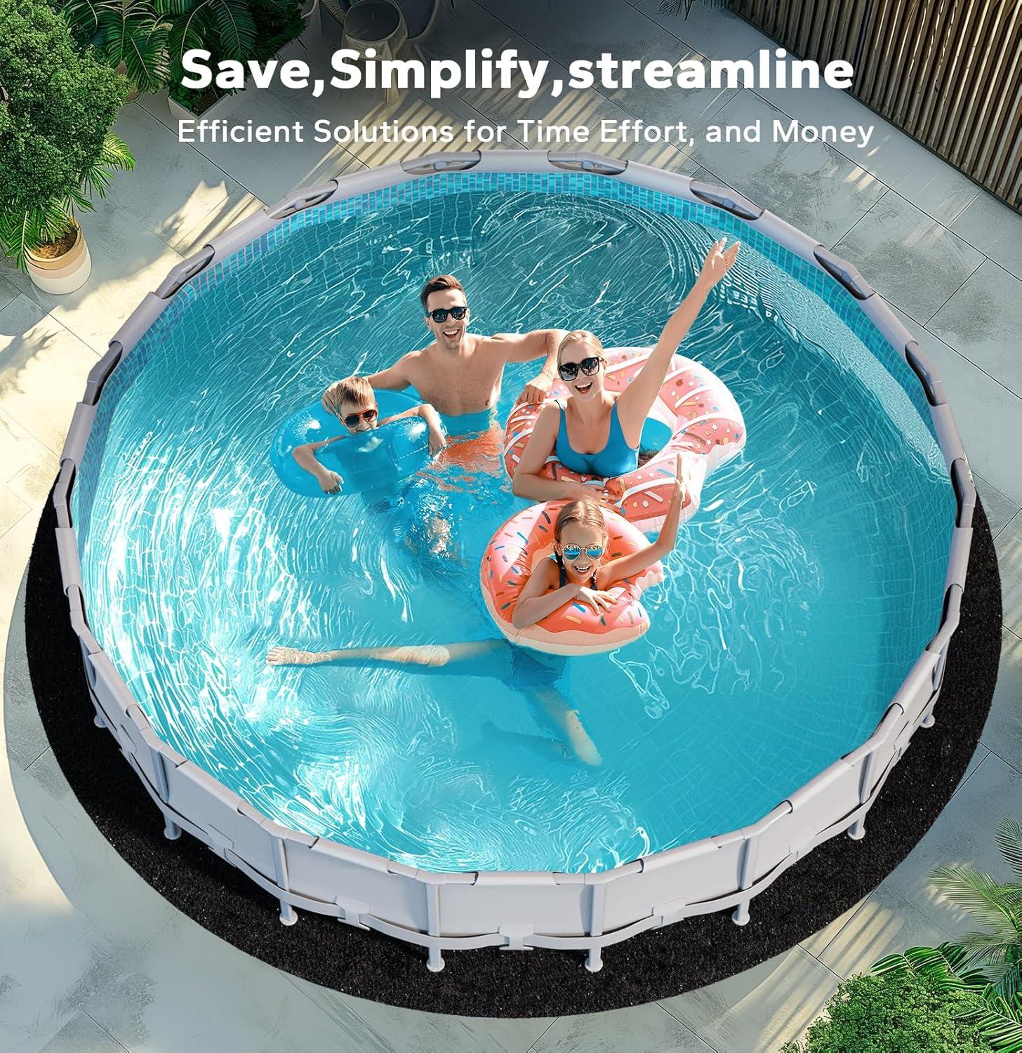 image16 x 32 Rectangle Pool Liners for Above Ground Swimming Pools Durable Geotextile Material Easy to Install Extends Life to The Line Under Pool Padding