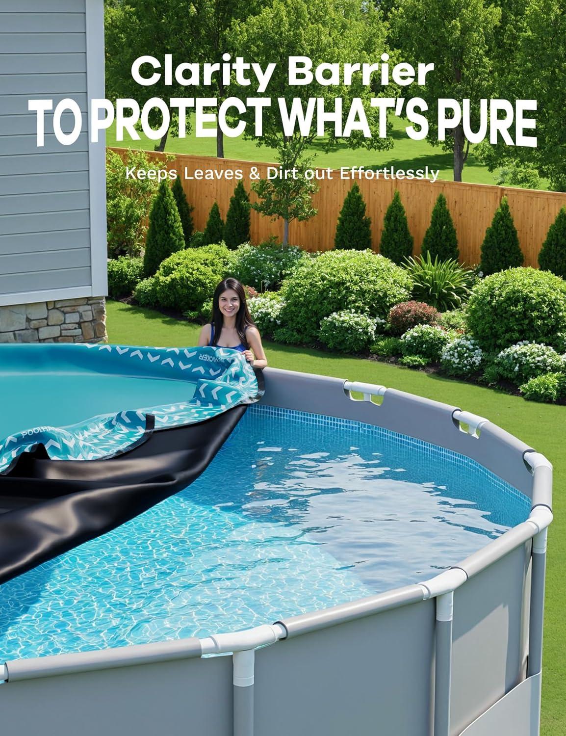 image2025 Upgrade 18 ft Winter Pool Cover 18ft Round Above Ground 500D Thick ampamp Durable Winter Pool Cover Upgraded with Velcro Cable and Pulley System for a Windproof Secure FitSeaglass Blue