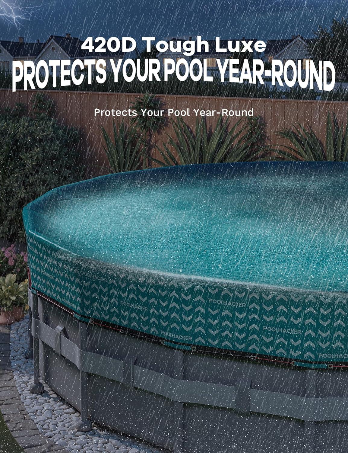 image2025 Upgrade 18 ft Winter Pool Cover 18ft Round Above Ground 500D Thick ampamp Durable Winter Pool Cover Upgraded with Velcro Cable and Pulley System for a Windproof Secure FitSeaglass Blue