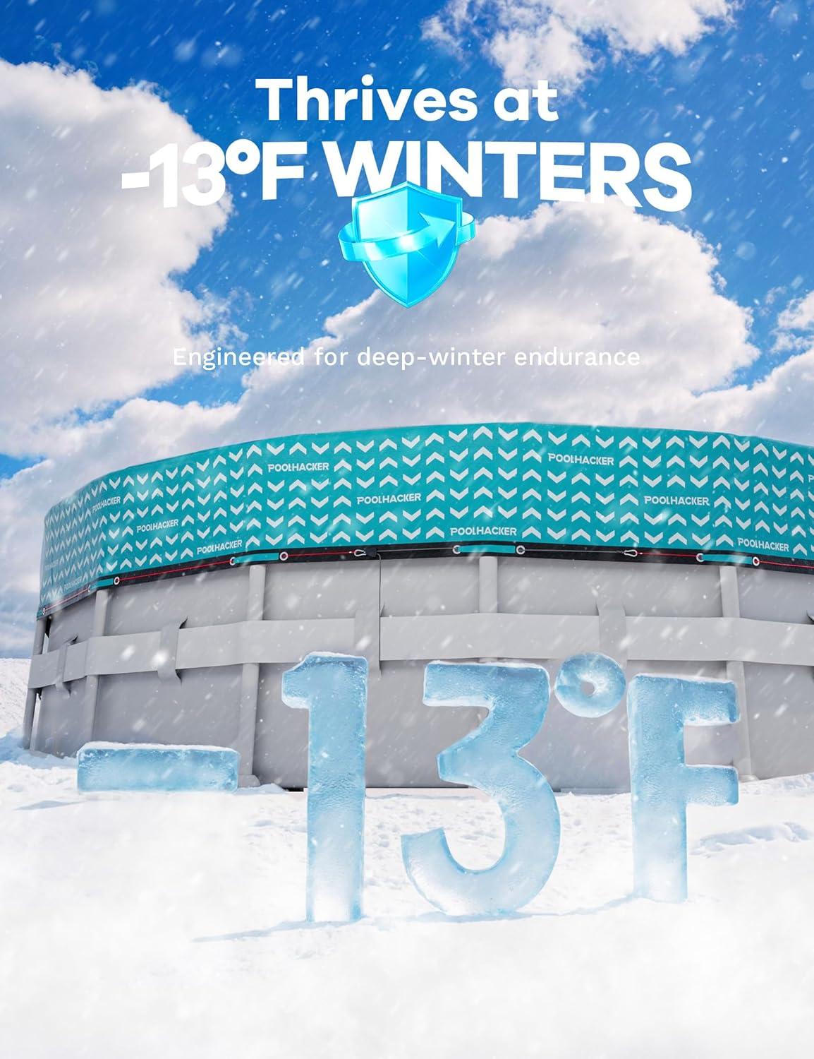 image2025 Upgrade 18 ft Winter Pool Cover 18ft Round Above Ground 500D Thick ampamp Durable Winter Pool Cover Upgraded with Velcro Cable and Pulley System for a Windproof Secure FitSeaglass Blue