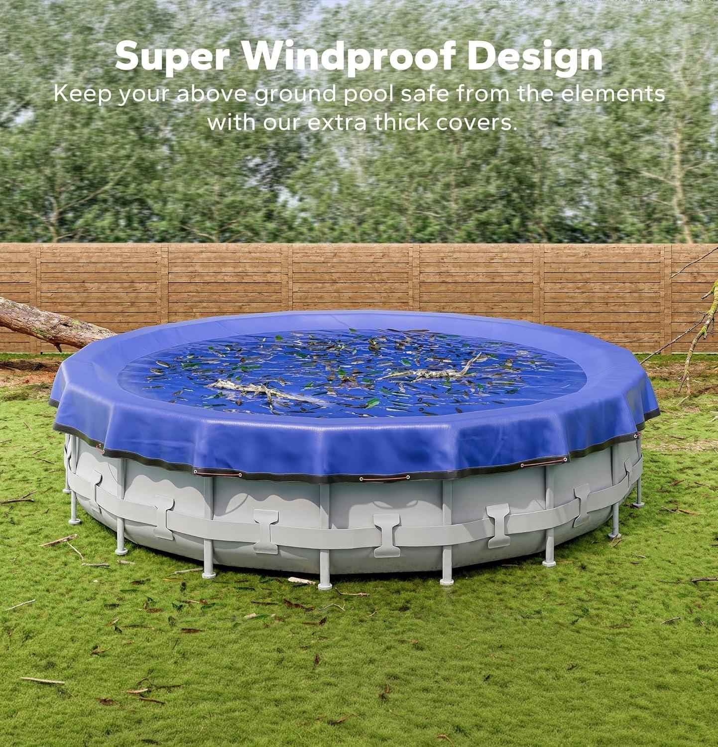 imagePOOLHACKER2025 Upgrade 21 ft Winter Pool Cover 21ft Round Above Ground 4 Foot Overlap Extra Thick 420D Pool Cover with Pulley and Cable RedBlue