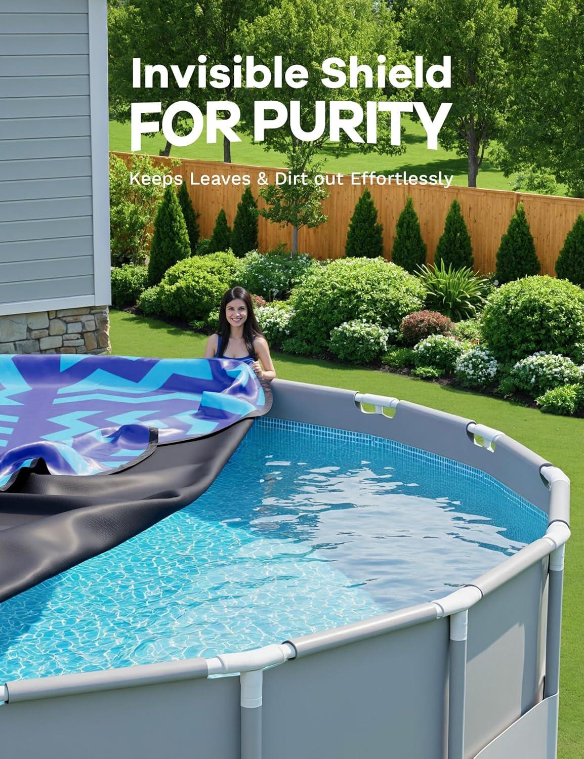 imagePOOLHACKER2025 Upgrade 21 ft Winter Pool Cover 21ft Round Above Ground 4 Foot Overlap Extra Thick 420D Pool Cover with Pulley and Cable RedCerulean