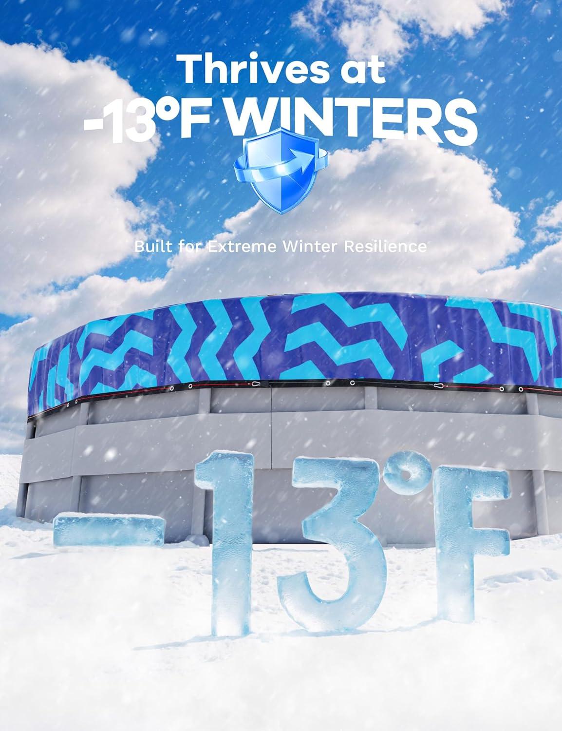 imagePOOLHACKER2025 Upgrade 21 ft Winter Pool Cover 21ft Round Above Ground 4 Foot Overlap Extra Thick 420D Pool Cover with Pulley and Cable RedCerulean