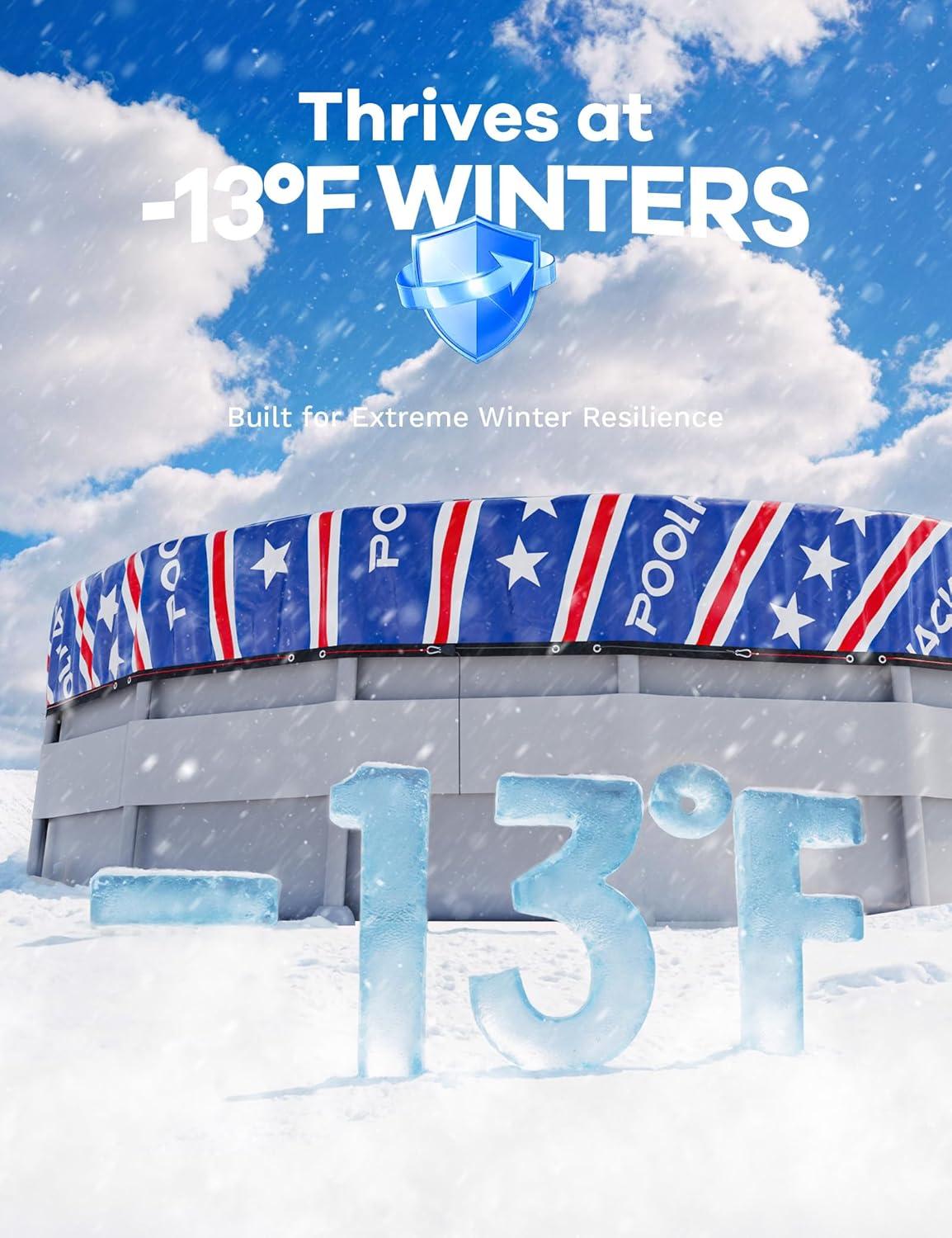 imagePOOLHACKER2025 Upgrade 21 ft Winter Pool Cover 21ft Round Above Ground 4 Foot Overlap Extra Thick 420D Pool Cover with Pulley and Cable RedRed