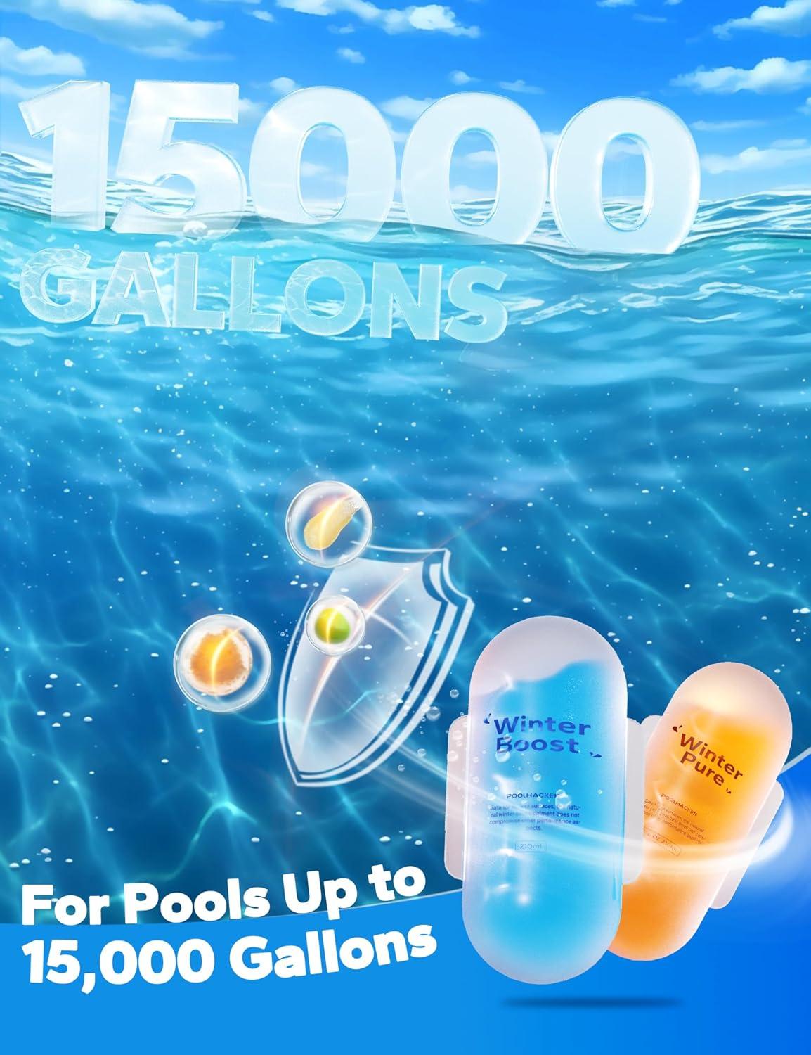 imageWinter Pool Closing Kit 3 in 1 Winterizing Care for Above Ground Pool and inground Pools LongLasting ampamp Safe for 32000 Gallons 2025 New35 Fl Oz Pack of 2