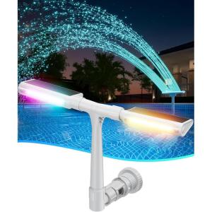 Original Solar Pool Fountain with 10-Color Lights – Auto Light Sensing, Remote-Controlled, Dual-Head Adjustable Sprinkler, Compatible with Above/Inground Pools