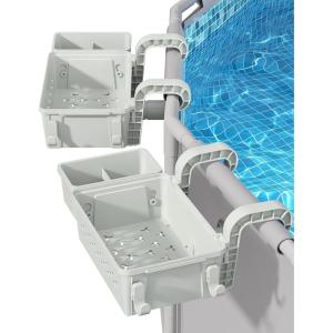 [PATENTED] POOLHACKER 2025 Upgrade 2 Sets Poolside Storage Basket – Original Above Ground Pool Accessories, Swimming Pool Storage Basket with Pool Cup Holder, Poolside Storage to Organize Cup Towel