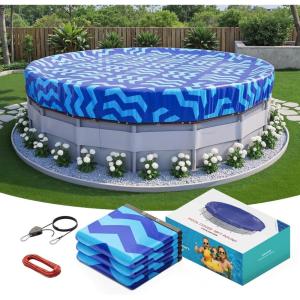 POOLHACKER【2025 Upgrade】 21 ft Winter Pool Cover – 21ft Round Above Ground, 4 Foot Overlap Extra Thick 420D Pool Cover with Pulley and Cable (Red)(Cerulean)