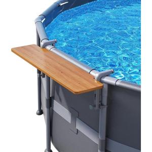 Poolside Bar, Swim Up Bar Exclusively for Above-Ground Round Pools. Patio Poolside Table Smart Fold Easy Maintenance, Weather Resistant Stable Tabletop (Cedar Brown-Nordic Pine)(Cedar Brown-nordic Pine)