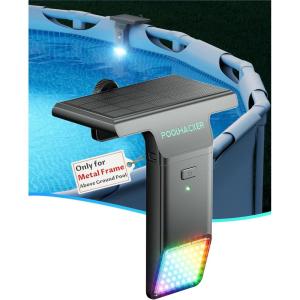 Solar Pool Lights Only for Metal Frame Above Ground Pool【Original】, 10-Color 4-Mode Light Sensing LED, Underwater Lighting with Timer Off, Submersible Pool Lights with Remote, 1 Pack