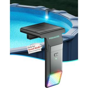 Solar Pool Lights Only for Steel Wall Above Ground Pool【Original】, 10-Color 4-Mode LED Pool Lights, Underwater Swimming Pool Lighting with Timer Off, Remote, 1 Pack