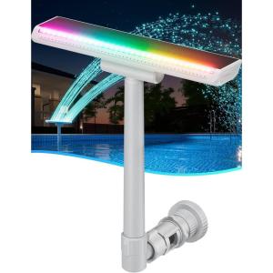 Solar-Powered Pool Fountain with 10-Color 4-Mode LED Lights【Original】, Above/Inground Pool Fountain Solar Lights with Remote, Adjustable Pool Sprinkler for Relaxation & Cooling 6-15 Degrees(Classic-2)