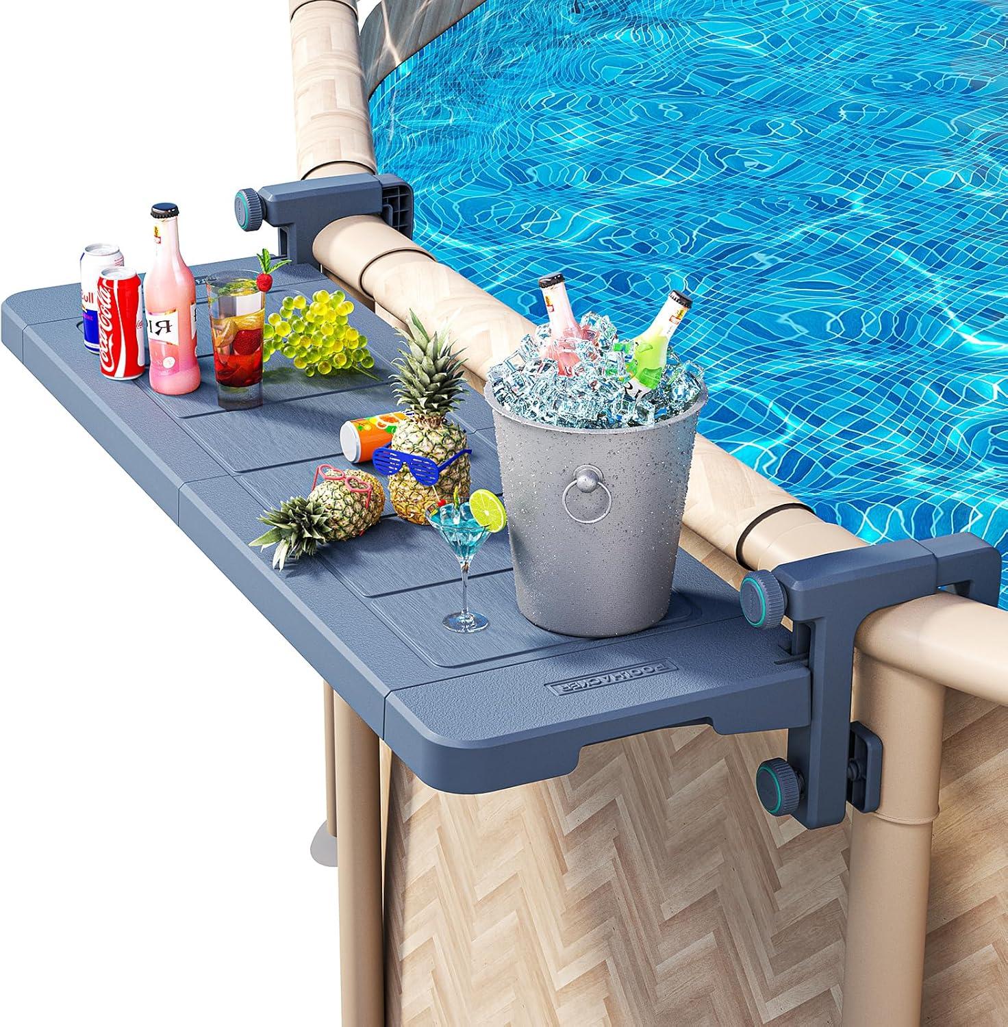 imagePoolside bar ampamp Pool Cooler for AboveGround Round ampamp Oval Pools Foldable Swim Up Bar