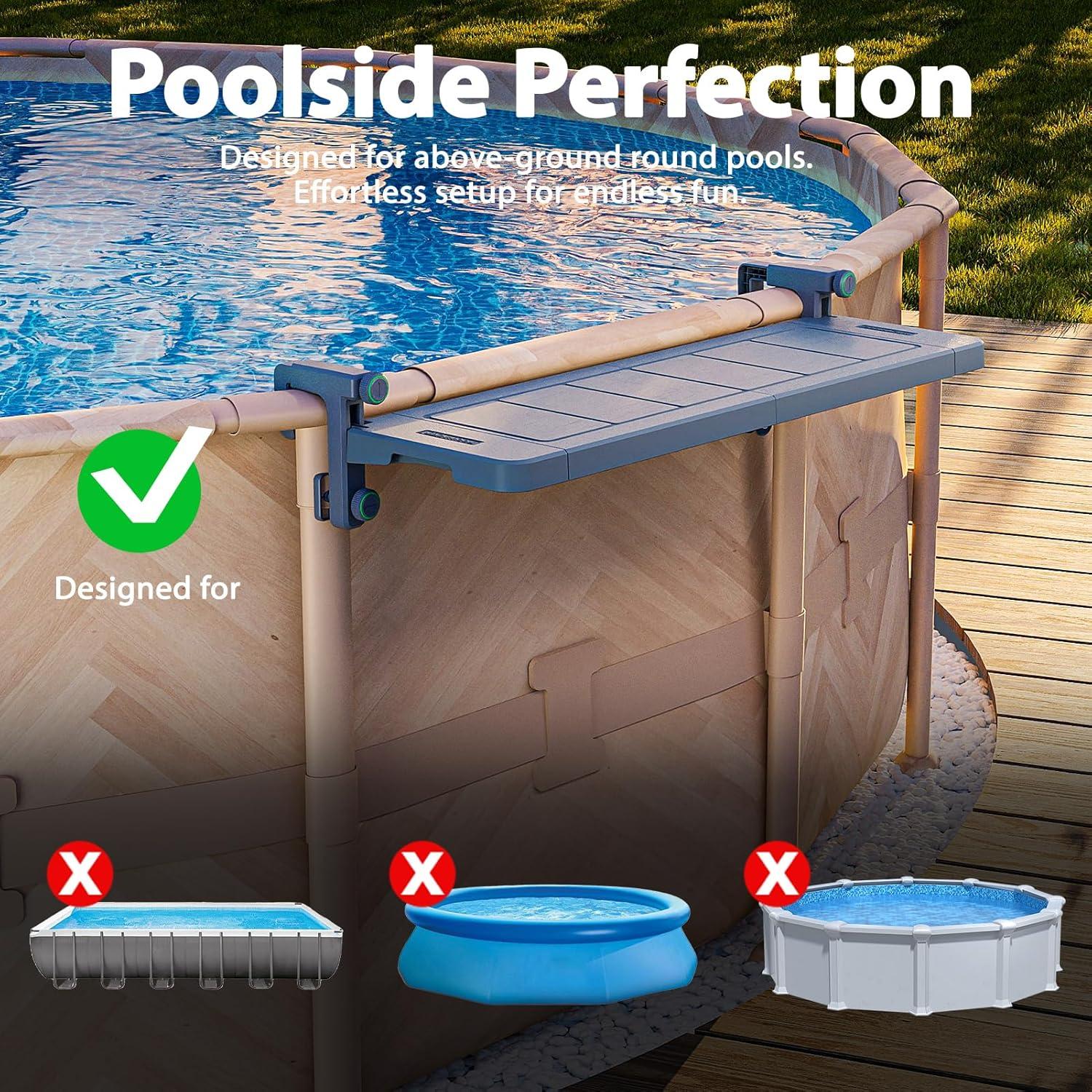 imagePoolside bar ampamp Pool Cooler for AboveGround Round ampamp Oval Pools Foldable Swim Up Bar