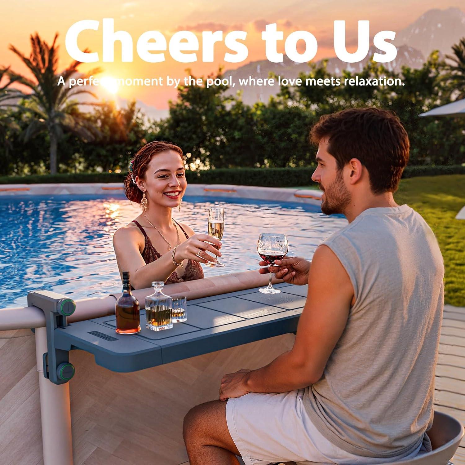 imagePoolside bar ampamp Pool Cooler for AboveGround Round ampamp Oval Pools Foldable Swim Up Bar