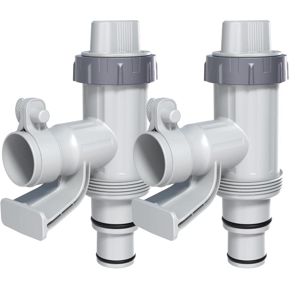 image Patented  Pool Plunger Valve Plus for Above Ground Pool Pool Pipe Holder with Plunger Valve Pool Parts and Accessories Shut Off Valve Replacement for Above Ground Pool Fittings2 Pack  Linear Top