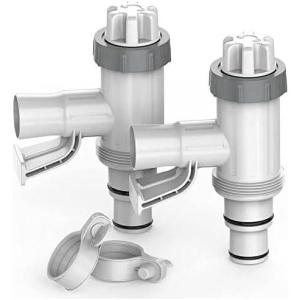 [ Patented ] Pool Plunger Valve Plus for Above Ground Pool, Pool Pipe Holder with Plunger Valve Pool Parts and Accessories, Shut Off Valve, Replacement for Above Ground Pool Fittings(2 Pack – Round Top)