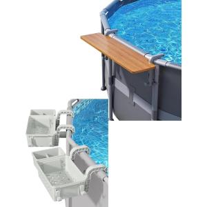Pool Bar & 2 Sets Poolside Storage Basket
