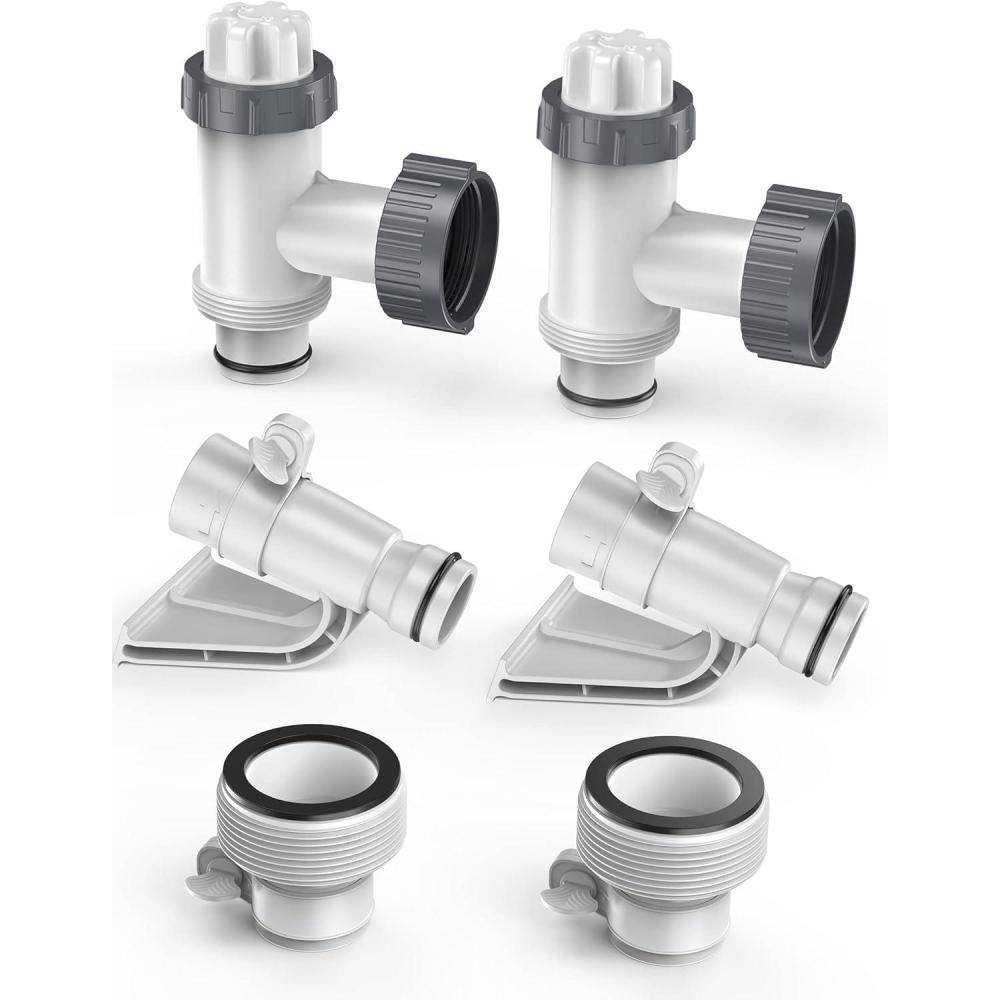 image:imagePOOLHACKER Pool Replacement Parts and Accessories Type B Hose Adapter 125 to 15 with Hose Holder amp Plunger Valve for Above Ground Pool 2 PACK