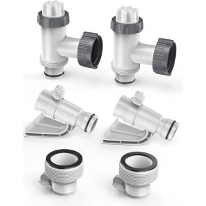 POOLHACKER Pool Replacement Parts and Accessories Type B Hose Adapter 1.25″ to 1.5″ with Hose Holder & Plunger Valve for Above Ground Pool (2 PACK)